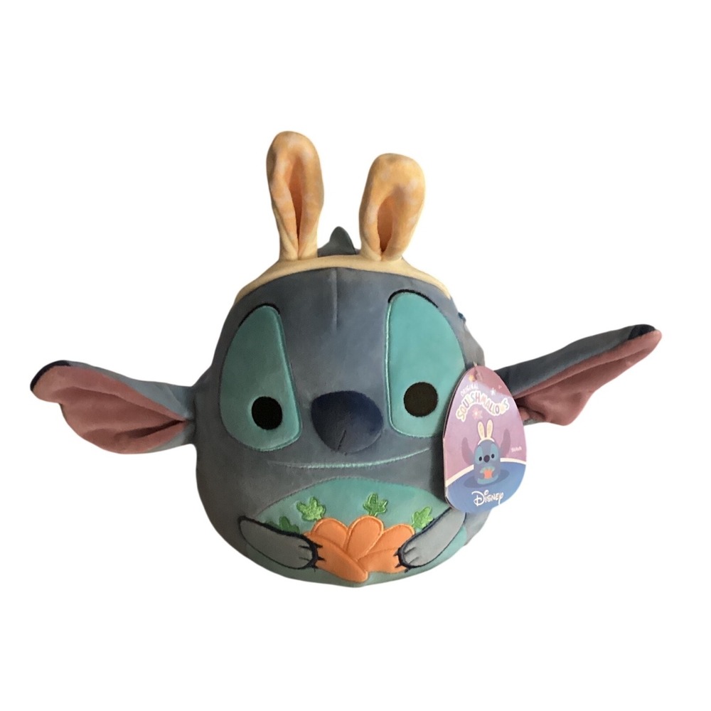 Disney Squishmallows Stitch with Bunny Ears and Carrot Easter Plush 8‎ Inch NWT